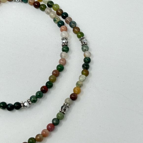 Crescent Moon Crystal Beaded Stretch Multicolor Cubic Zirconia Necklace Choker - Picture 4 of 4